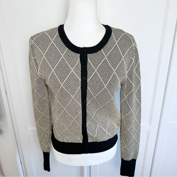 Zara Metallic Cardigan Button Front Geometric Momcore Academia - Picture 3 of 15